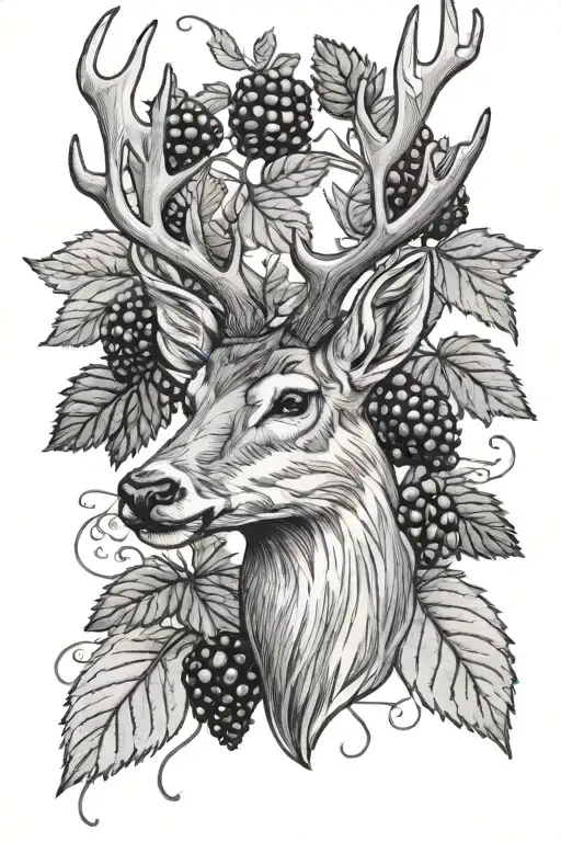 Blackberry Branch With Deer
