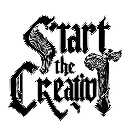 The German Words 'Start The Creation' In Old German Letters