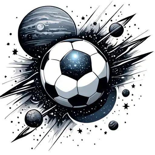 Soccer With Galaxy Filled With Stars And Planets