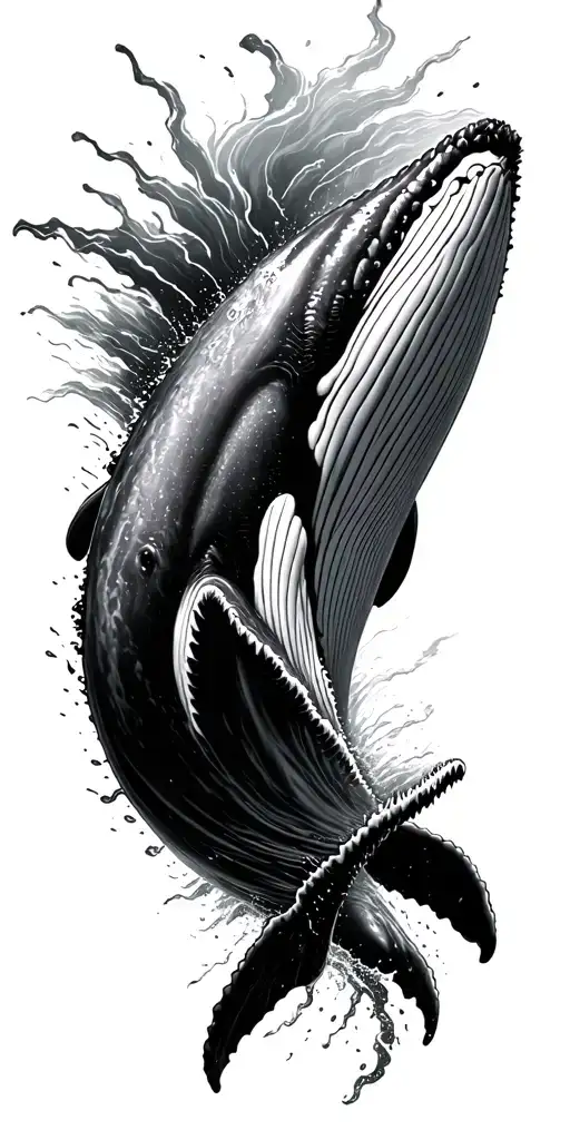 Humpback Whale Bursting Out Of A Sea Of Words