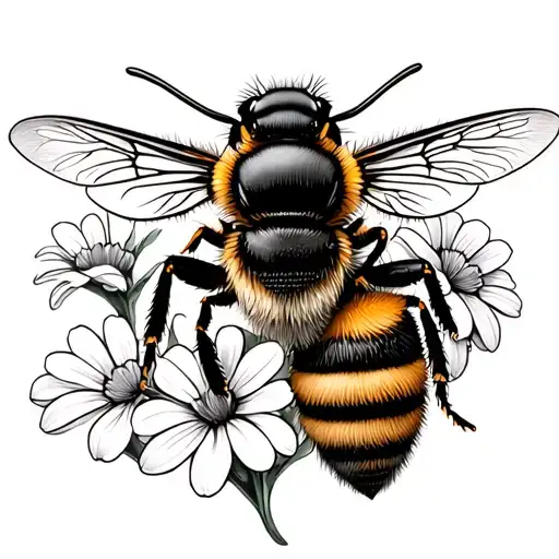 Honey Bee On Honeycomb With Flowers Growing