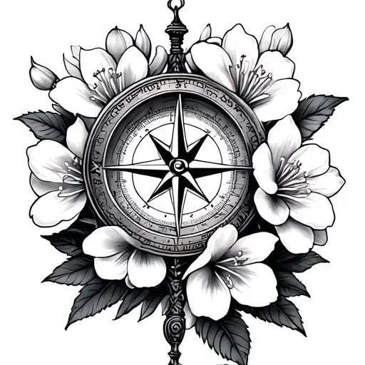 Compass And Azalea Flowers