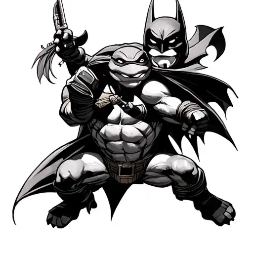 The Ninja Turtle Fighting Batman