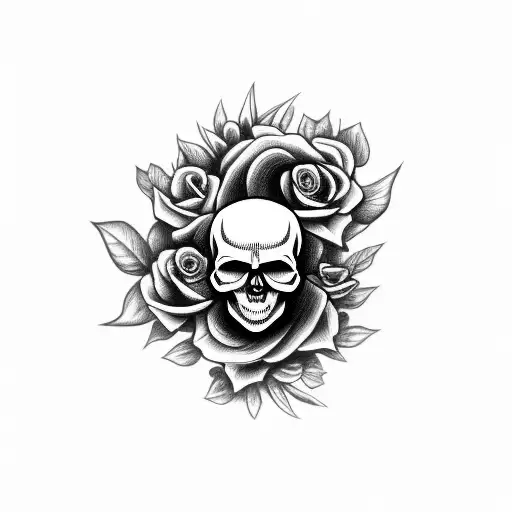 Skull Snake And Flower