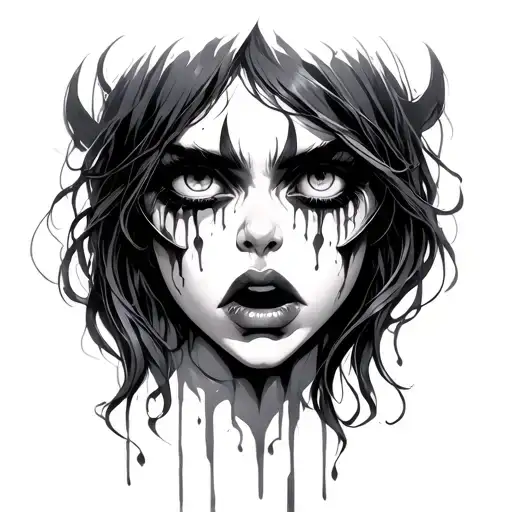 Evil Female Crying Eyes