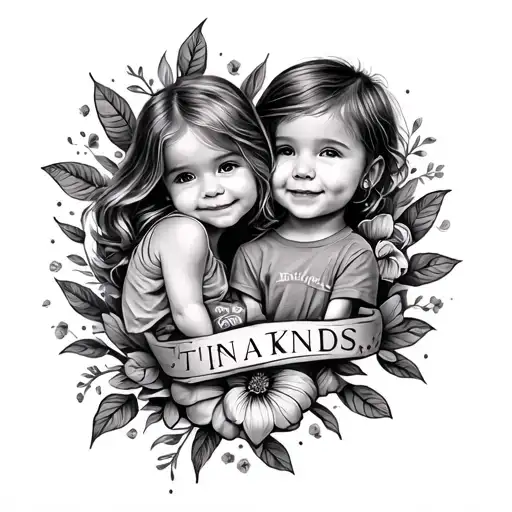 My Kids Names Tattoo Design Combining