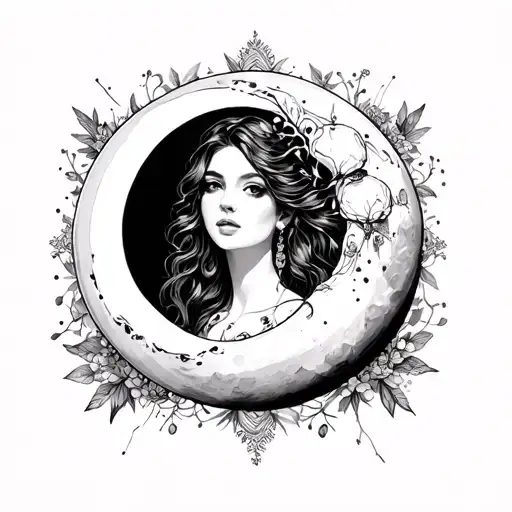 Elegant Lady In The Moon