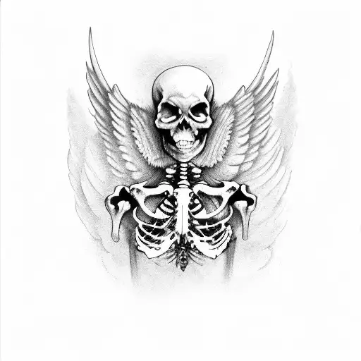 Half Angel Half Devil Skeleton
