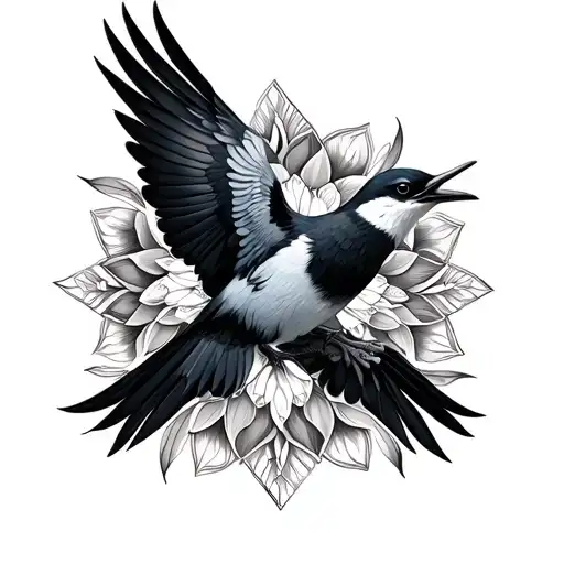 Symetrical Mandala Design Incorporating Swallow Bird