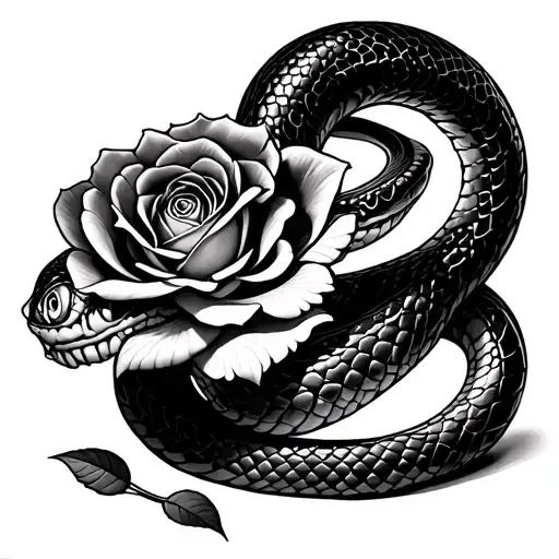 Snake With Rose As Eye Sockets