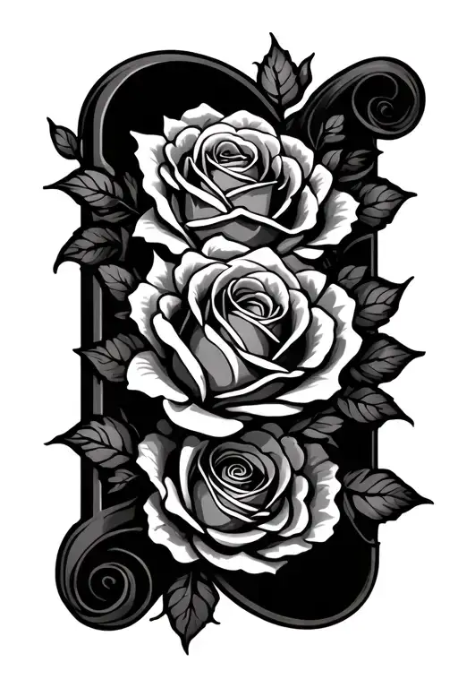 Horizontal Scroll With Roses Intertwined