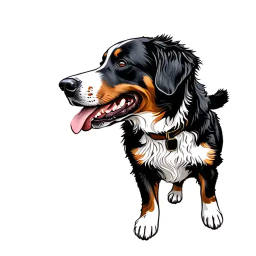 Bernese Mountain Dog Folk Art Full Body