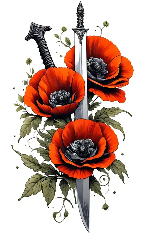 Sword And Poppy Blooming