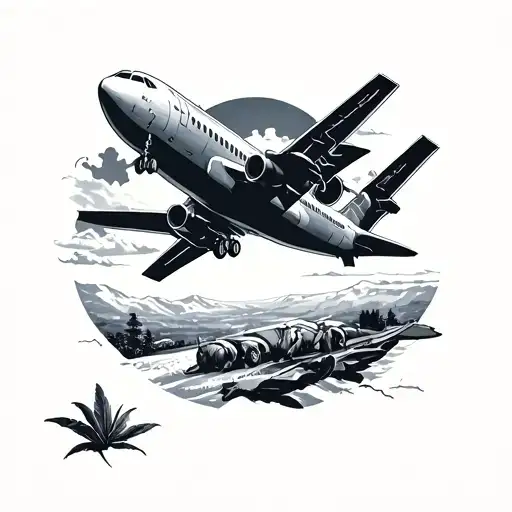 Travel Tattoo With A Plane Flying