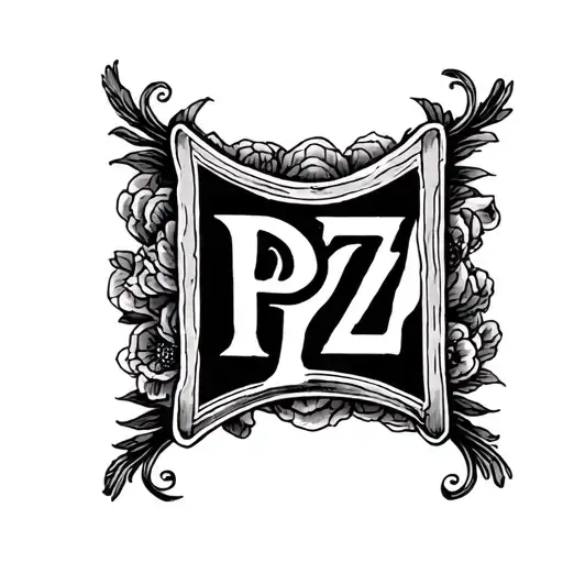 Small Tattoo With Initials Pz Wkth No Background Black