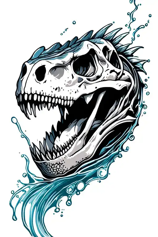 Raptor Skull Clashing With Water