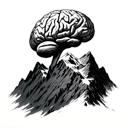 Sisyphus Pushing A Brain Up A Mountain Range