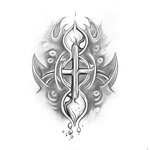 A Mystical Trident Surrounded By Swirling Water