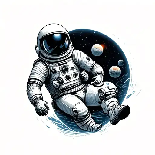 Astronaut Floating In Space With Star Wars Characters