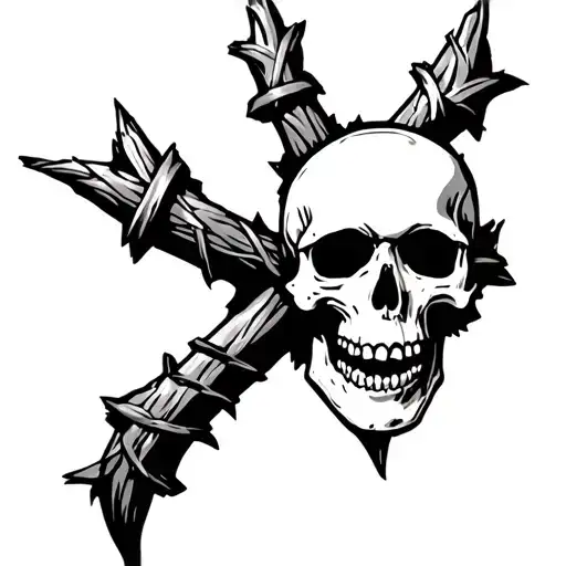 Skull Cross Barb Wire