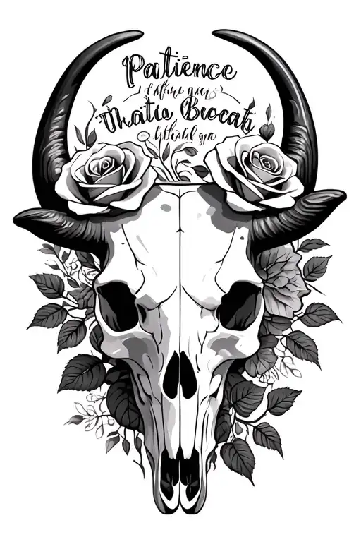 Bull Skull Roses Mandala Script Wording Patience
