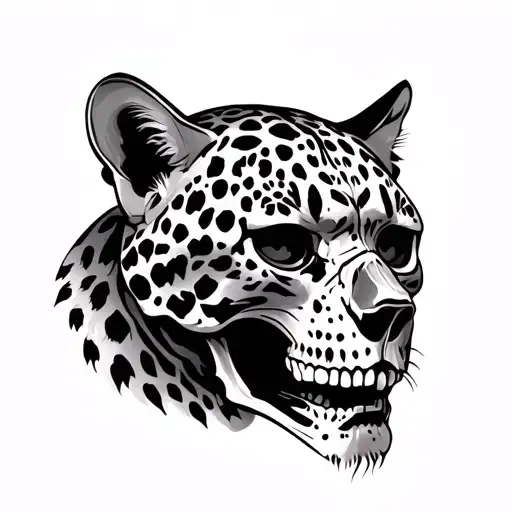 Skull And Leopard Black And Grey