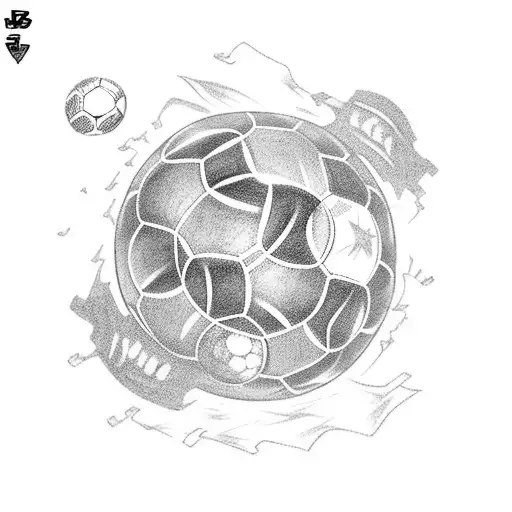 A Black And Grey Tattoo Of A Soccer Field With Characters From Your Favorite Anime Playing