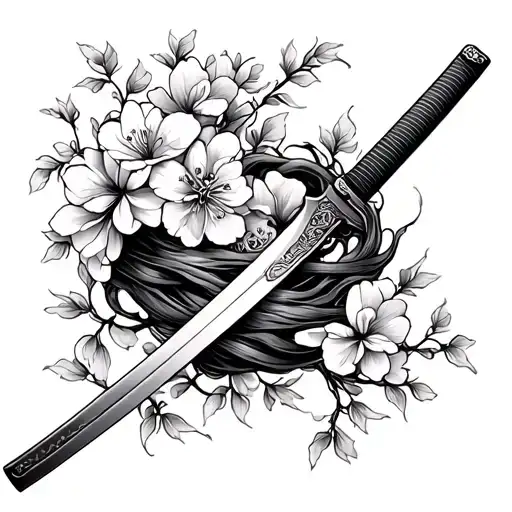 Katana Wrapped With Cherry Blossoms
