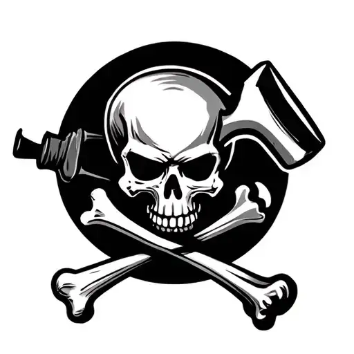 Skull And Crossbones With A Hammer And Drumstick