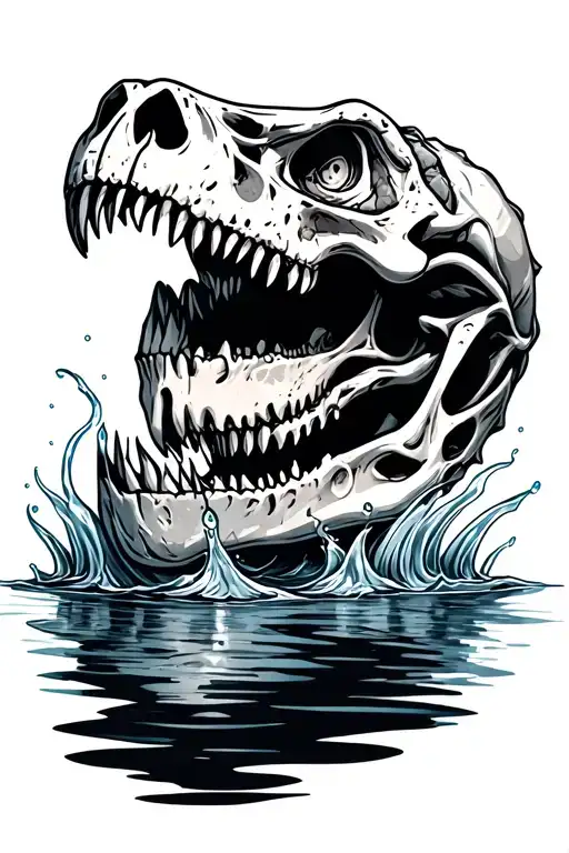 Raptor Skull Clashing With Water