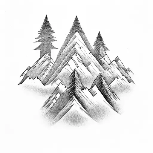 Mountain Range With A Hockey Stick