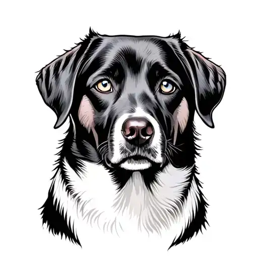 Labrador Retriever Tattoo Black With Blue Eyes Staring