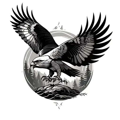 Falcon Flying Over A Forest