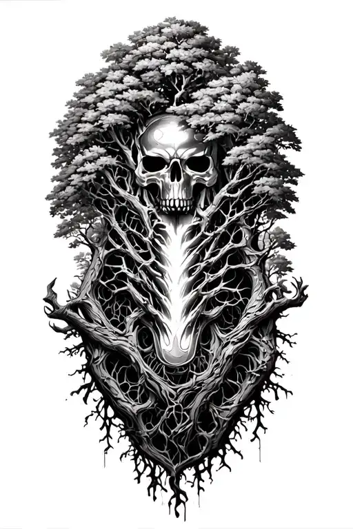 V-twin Engine Morphing Into Tree Of Life