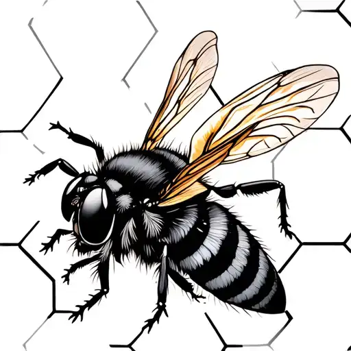 Wasp On A Hexagonal Background