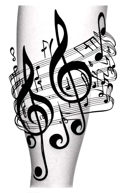 Music Notes And Lyrics Wrapped Around Leg Sleeve