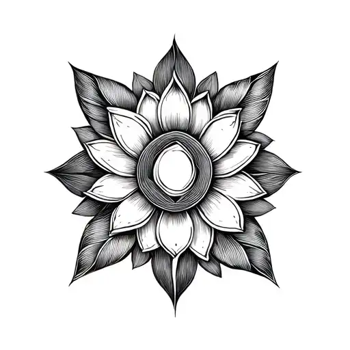 Fine Line Geometric Lotus Schematic