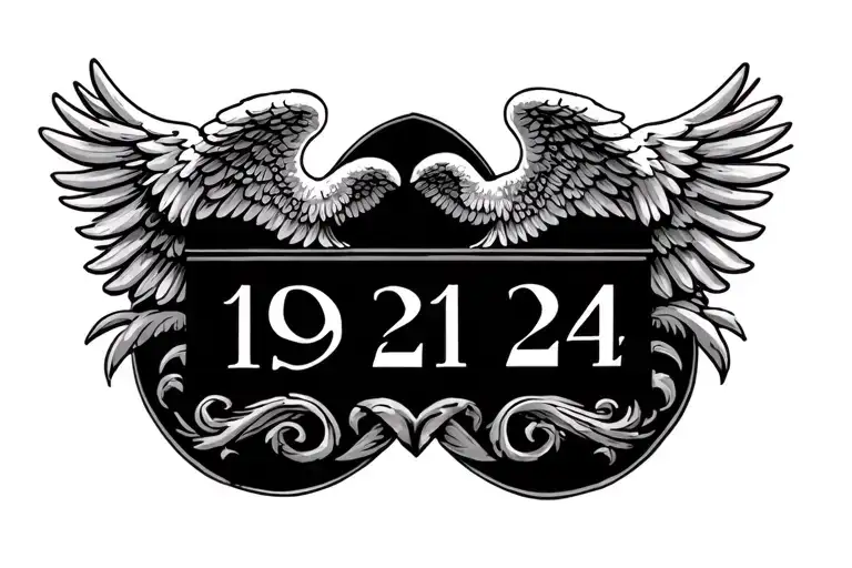Roman Numeral Of 19 21 24 With Angel Wings On Both Side