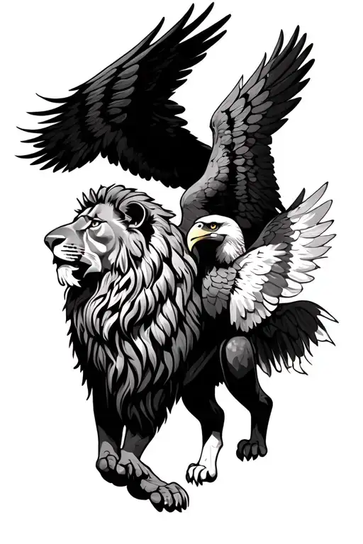 Wings With Lion And Eagle