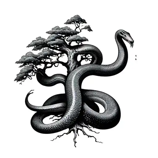Ouroboros Snake Biting Its Own Tail Poison Tree In The Middle