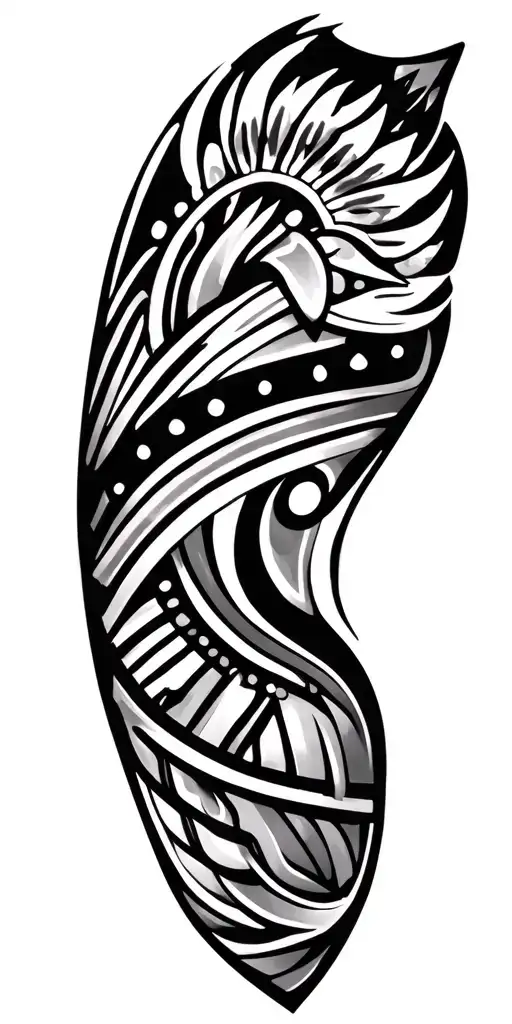 Polynesian Art Deco Sleeve Geometric