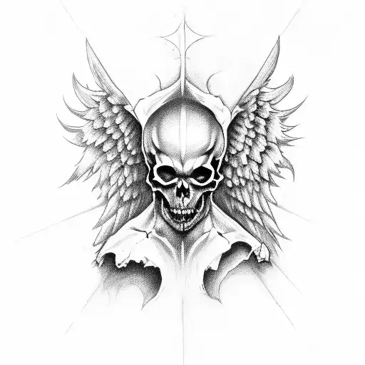 Half Angel Half Devil Skull