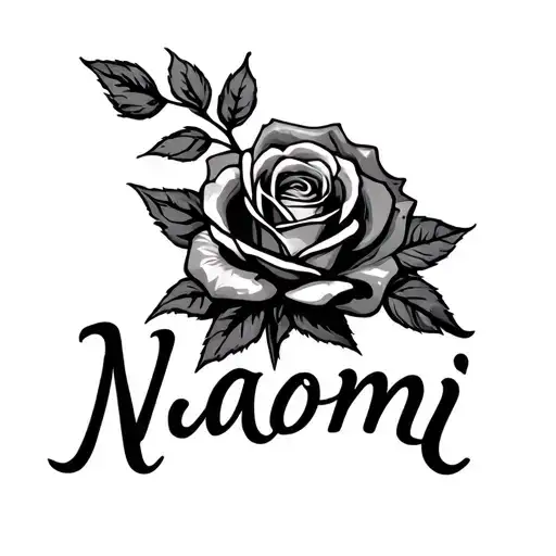 Chicano Font Name Naomi With Rose Under Name