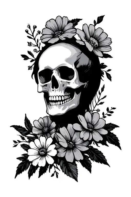 Countey With Wild Flowers And Skull