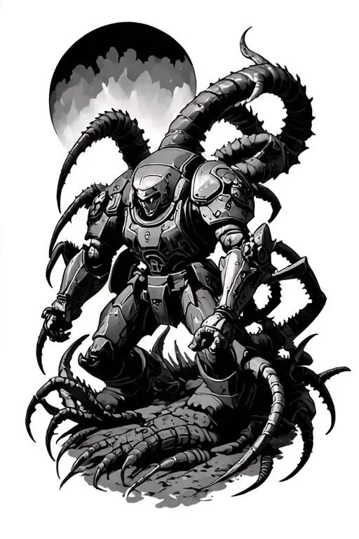 Space Marine Fight For Hisnlife Against Tyranid Hoard