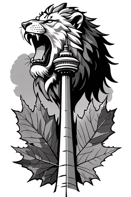 Roaring Lion With Cn Tower Toronto Maple Leaf