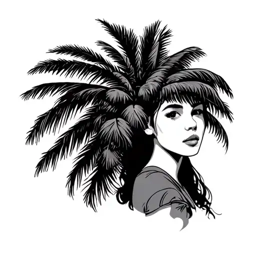 Palm Tree And A Girl