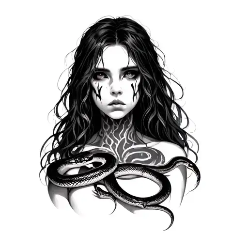 Girl With Scars And A Snake