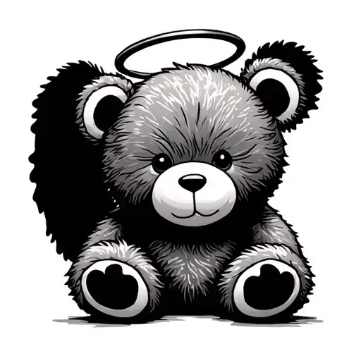 Teddy Bear With Halos Representing Lost Grandparents
