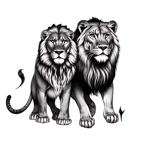 Male Lion And Female Tigre